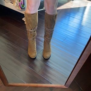Brown suede boots